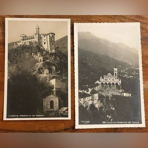 VINTAGE Madonna del Sasso photo postcard Zurich Switzerland 2 pc UNUSED